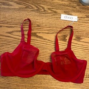 CUUP THE PLUNGE MESH RED BRA NWT